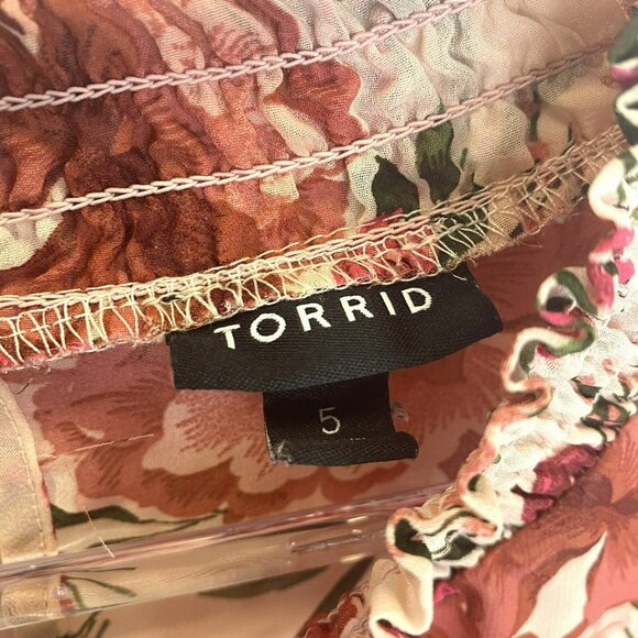 Torrid Blouse Womens Plus Size 5X Chiffon Mock Neck Long Sleeve Floral Top - Picture 4 of 8